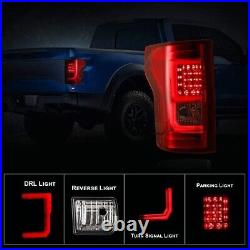 Pair LED Tail Lights For 2015-2017 Ford F150 F-150 Pickup Red Rear Brake Lamps