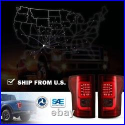 Pair LED Tail Lights For 2015-2017 Ford F150 F-150 Pickup Red Rear Brake Lamps