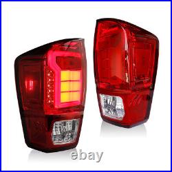 Pair LED Tail Lights For 2016-2023 Toyota Tacoma Rear Brake Lamps Red Clear Lens