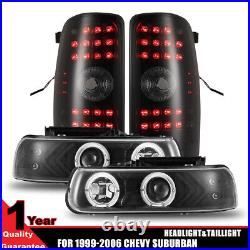Pair LED Tail Lights + Pair Headlights for 2000-2006 Chevy Suburban 1500 2500