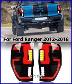 Pair LED Tail Lights Rear Lamp Assembly Signal Light For Ford Ranger 2012-2018