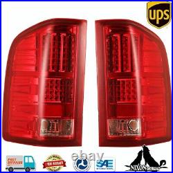 Pair LED Tail Lights for 2007-2013 Chevy Silverado 1500 2500HD Rear Brake Lamps