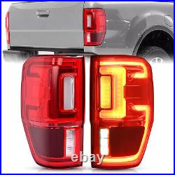 Pair LED Tail Lights withBlind Spot For Ford Ranger 2019-2023 Red Lens Brake Lamps