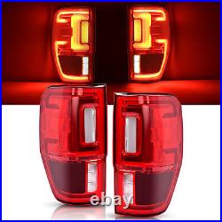 Pair LED Tail Lights withBlind Spot For Ford Ranger 2019-2023 Red Lens Brake Lamps