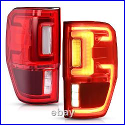Pair LED Tail Lights withBlind Spot For Ford Ranger 2019-2023 Red Lens Brake Lamps