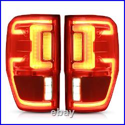Pair LED Tail Lights withBlind Spot For Ford Ranger 2019-2023 Red Lens Brake Lamps