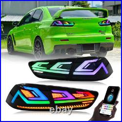 Pair RGB LED Tail Lights For Mitsubishi Lancer EVO X 2008-2021 Rear Lamp Light