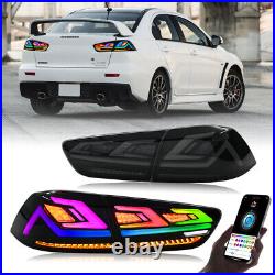 Pair RGB LED Tail Lights For Mitsubishi Lancer EVO X 2008-2021 Rear Lamp Light