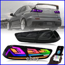 Pair RGB LED Tail Lights For Mitsubishi Lancer EVO X 2008-2021 Rear Lamp Light