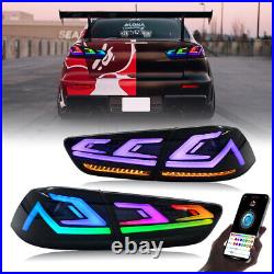 Pair RGB LED Tail Lights For Mitsubishi Lancer EVO X 2008-2021 Rear Lamp Light