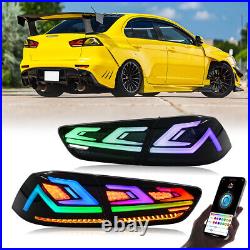 Pair RGB LED Tail Lights For Mitsubishi Lancer EVO X 2008-2021 Rear Lamp Light