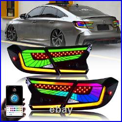 Pair RGB LED Tail Lights for Honda Accord 2018-2022 RGB DRL Taillight Assembly