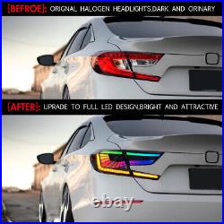Pair RGB LED Tail Lights for Honda Accord 2018-2022 RGB DRL Taillight Assembly