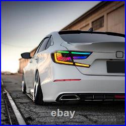 Pair RGB LED Tail Lights for Honda Accord 2018-2022 RGB DRL Taillight Assembly
