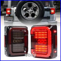 Pair Smoke/Tinted LED Tail Lights Rear Brake Lamp For 2007-2018 JEEP Wrangler JK
