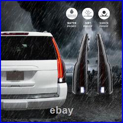 Pair Smoked LED Tail Lights Fit GMC Yukon 2015-2020 Cadillac Escalade Rear Lamp
