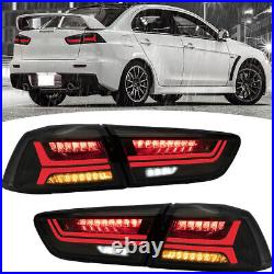 Pair Smoked LED Tail Lights For Mitsubishi Lancer 2008-2017 Sequential Rear Lamp