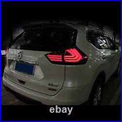 Pair Smoked LED Tail Lights For Nissan Rogue 2014-2019 LED Rear Lamps Assembly