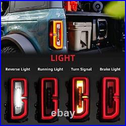 Pair Smoked LED Tail Lights for Ford Bronco 2021-2023 Break/Reverse/Running Lamp