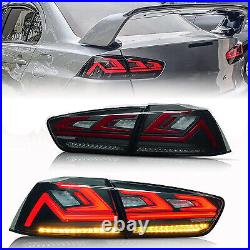 Pair Smoked LED Tail lights Rear Lamps For 2008-2017 Mitsubishi Lancer EVO X EX