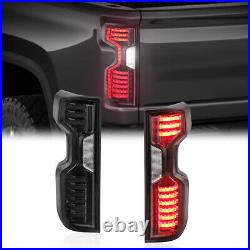 Pair Smoked Tinted Full LED Tail Lights For 2019-2021 Chevy Silverado New Body