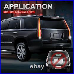 Pair Smoked Tinted LED Tail Lights For 07-2014 Cadillac Escalade / ESV Rear Lamp
