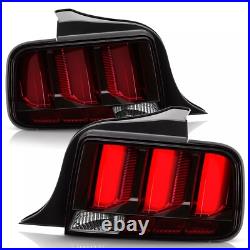 Pair Tail Lights for 2005-2009 Ford Mustang Red LED Tube Signal Brake Lamps
