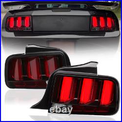 Pair Tail Lights for 2005-2009 Ford Mustang Red LED Tube Signal Brake Lamps