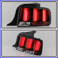 Pair Tail Lights for 2005-2009 Ford Mustang Red LED Tube Signal Brake Lamps