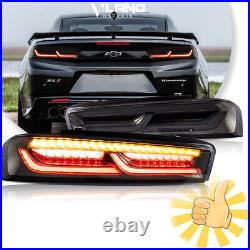 Pair VLAND LED Smoked Tail Lights For Chevy Camaro 2016-2018 withSequential Singal