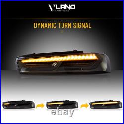 Pair VLAND LED Smoked Tail Lights For Chevy Camaro 2016-2018 withSequential Singal