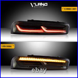 Pair VLAND LED Smoked Tail Lights For Chevy Camaro 2016-2018 withSequential Singal