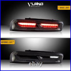 Pair VLAND LED Smoked Tail Lights For Chevy Camaro 2016-2018 withSequential Singal