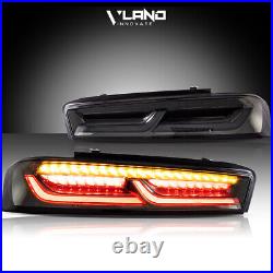 Pair VLAND LED Smoked Tail Lights For Chevy Camaro 2016-2018 withSequential Singal