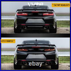 Pair VLAND LED Smoked Tail Lights For Chevy Camaro 2016-2018 withSequential Singal