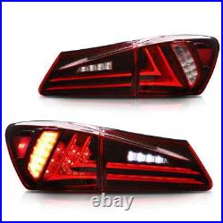 Pair VLAND Red LED Tail Lights For 2006-13 Lexus IS250 IS350 ISF Rear Brake Lamp