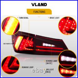 Pair VLAND Red LED Tail Lights For 2006-13 Lexus IS250 IS350 ISF Rear Brake Lamp