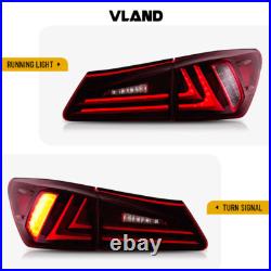 Pair VLAND Red LED Tail Lights For 2006-13 Lexus IS250 IS350 ISF Rear Brake Lamp
