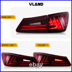 Pair VLAND Red LED Tail Lights For 2006-13 Lexus IS250 IS350 ISF Rear Brake Lamp
