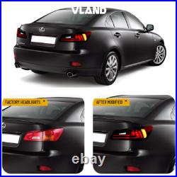 Pair VLAND Red LED Tail Lights For 2006-13 Lexus IS250 IS350 ISF Rear Brake Lamp