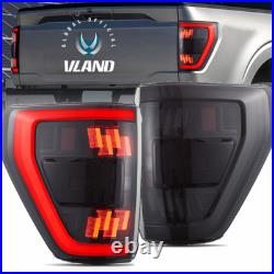 Pair Vland SMOKED LED Tail Lights For Ford F150 2021-2023 F-150 Rear Turn Signal