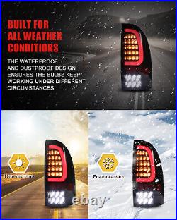 Pairs LED Tail Lights For 2005-2015 Toyota Tacoma Black Clear Turn Signal Lamps