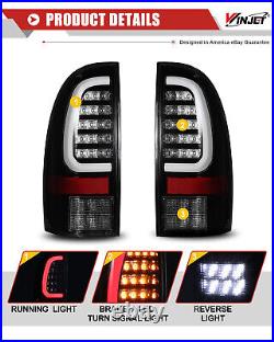 Pairs LED Tail Lights For 2005-2015 Toyota Tacoma Black Clear Turn Signal Lamps