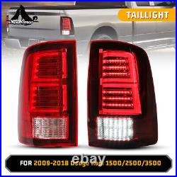 Pairs LED Tail Lights For 2009-2018 Dodge Ram 1500 2500 3500 Red Brake Lamps