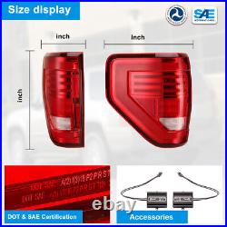 Pairs Red LED Sequential Tail Lights For 2009-2014 Ford F150 Pickup Brake Lamps