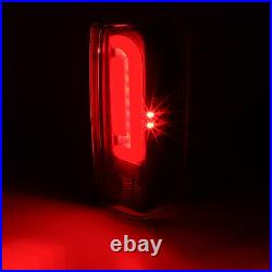 (RED 3D LED C-SHAPE BAR) Black Clear Tail Lights for 90-97 Ford F150-F350 Bronco