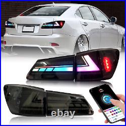 RGB LED Tail Lights For Lexus IS250 IS350 ISF 2006-2013 Smoke Start UP Animation