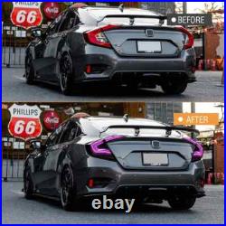 RGB SmokedFull LED Tail Lights Assembly For 10th Gen Honda Civic Sedan 2016-2021