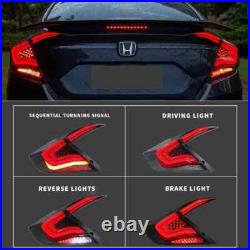 RGB SmokedFull LED Tail Lights Assembly For 10th Gen Honda Civic Sedan 2016-2021