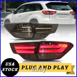 Rear Smoke Lamp Tail Lights Fits For 2014 2016 Toyota Highlander LED Assembly